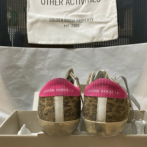 NIB Golden Goose Super-Star Leopard & Blue Glitter Star Sneaker, 38 - Picture 11 of 13